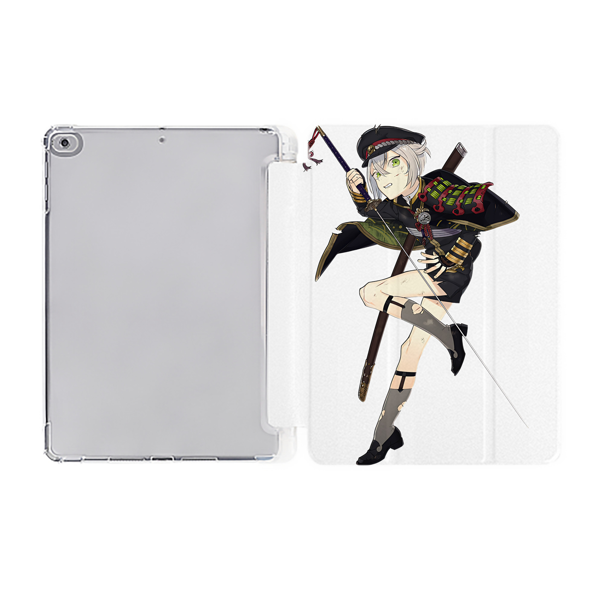 （画像用） 刀剣乱舞 Touken Ranbu IPad ケース ペン収納付き 三つ折りスタンド PUレザー×シリコン 対応機種9.5/10.5/10.9インチ
